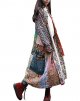 Women's Trench Coat Floral Print Jacket Chinese Style Patchwork Outwear