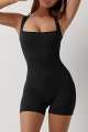Womens Strappy Square Neck Tank Top Tummy Control Bodycon Stretch Shorts Jumpsuit Rompers